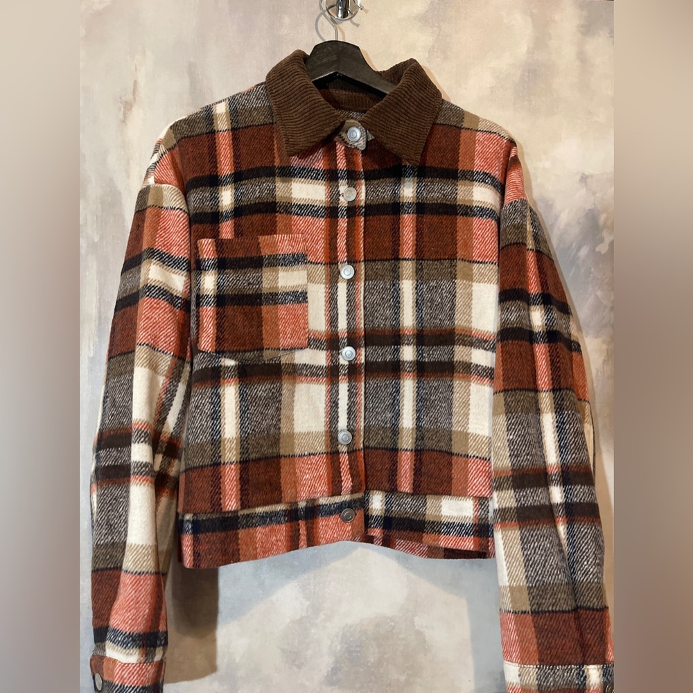 🎁New Oversized Plaid Jacket with Corduroy Collar🎁 - Picture 15 of 15